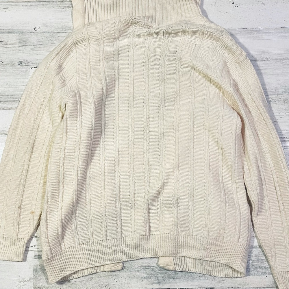 Vintage Wintuk Orlon Drummond Acrylic Cream Leather Button Grandma‎ Cardigan USA - Picture 8 of 10